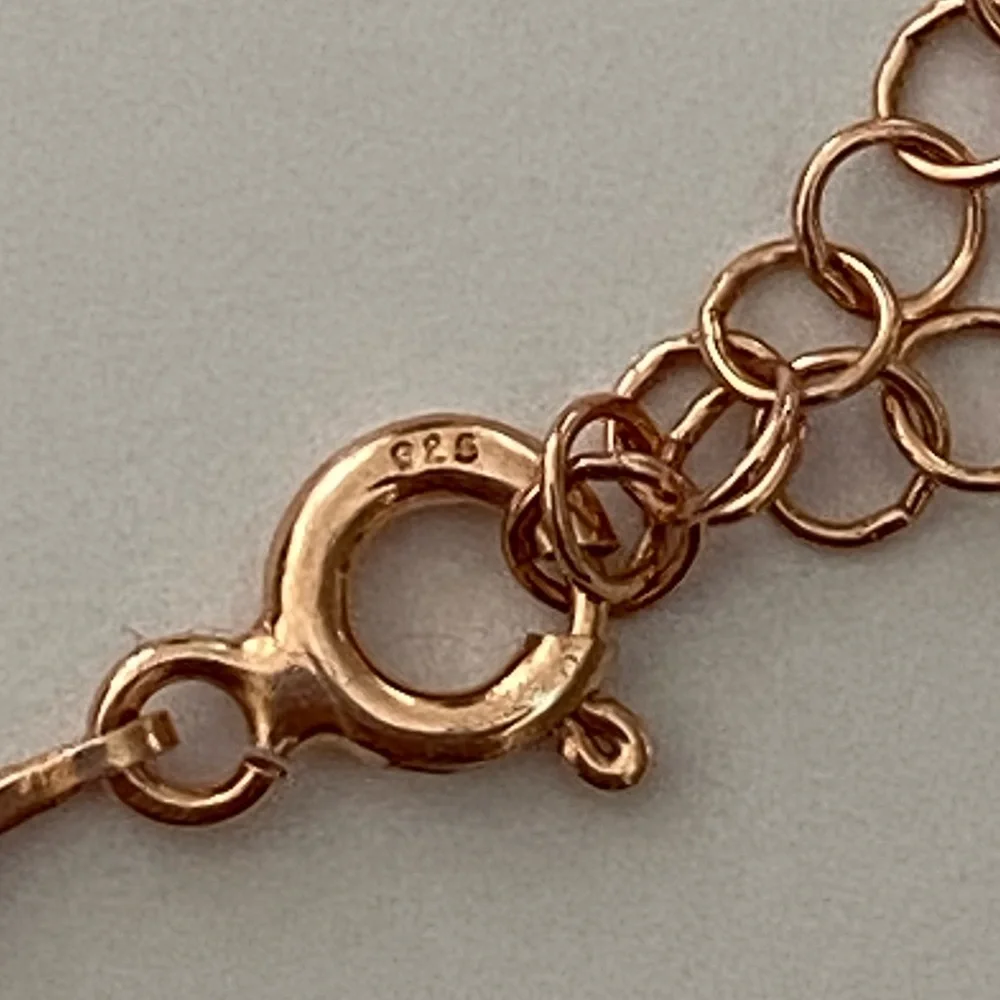 925 Silver butterfly necklace black cz 14k rose gold plated